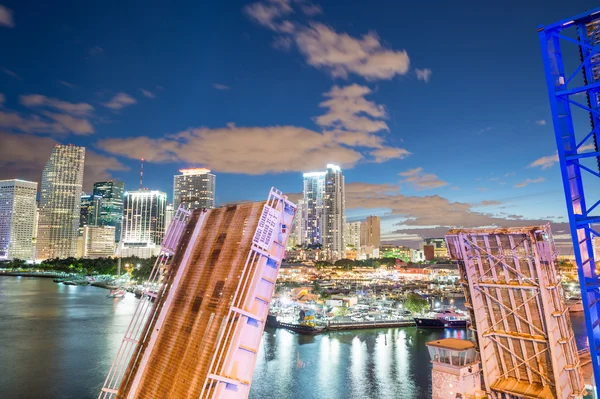 El horizonte de Miami al atardecer desde Port Boulevard — Foto de Stock