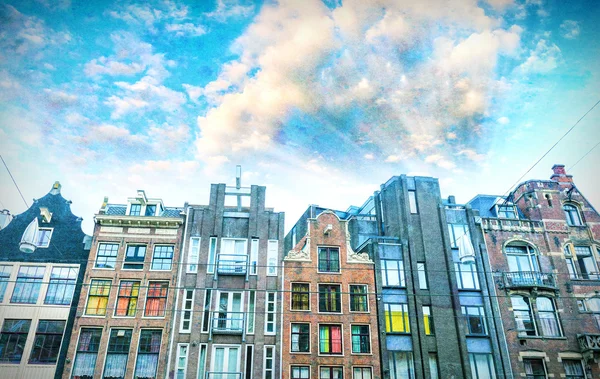 Винтажное фото зданий Амстердама — стоковое фото