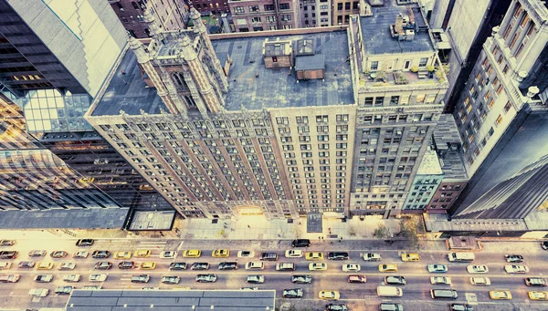 Vintage photo of New York streets from rooftop — Stock Photo, Image