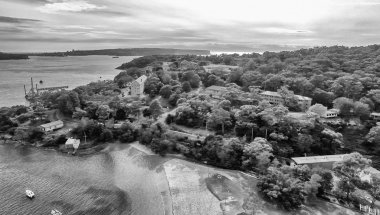 Balmoral Beach, Sydney. Kıyı şeridi güzel havadan görünümü