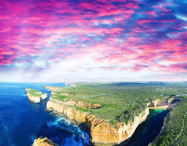 Cenário incrível do pôr do sol de Great Ocean Road - Austrália — Fotografia de Stock