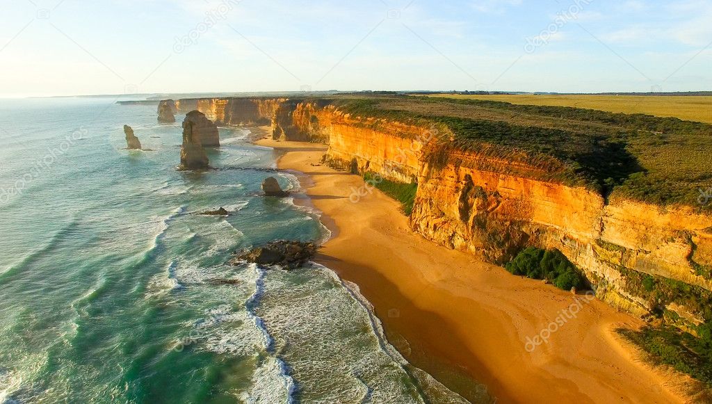 Aerial view of Twelve Apostles at dawn, Australia
