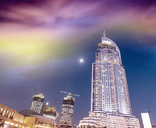 Dubai downtown skyline at sunset — Stock Photo, Image