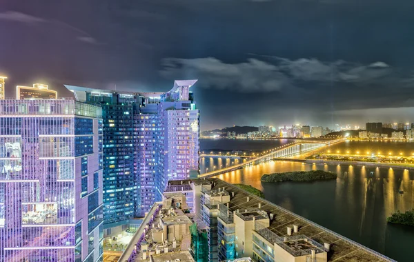 Bellissimo skyline moderno di Macao di notte — Foto Stock