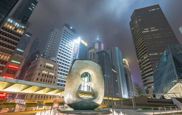 Hong Kong modern manzarası, gece. — Stok fotoğraf