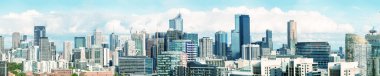 Melbourne silüeti ihtişamı. Gün batımında şehir panoramik manzaralı