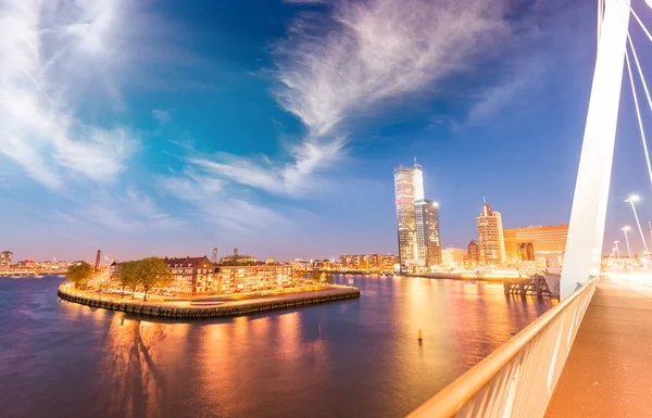 Rotterdam. City skyline from Erasmus Bridge — Stock Photo, Image