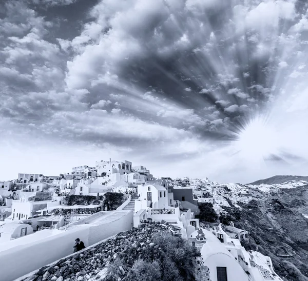 Domy na Santorini, řecká architektura — Stock fotografie