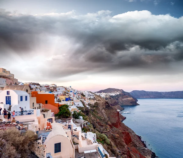 Krásná krajina Santorini za soumraku — Stock fotografie