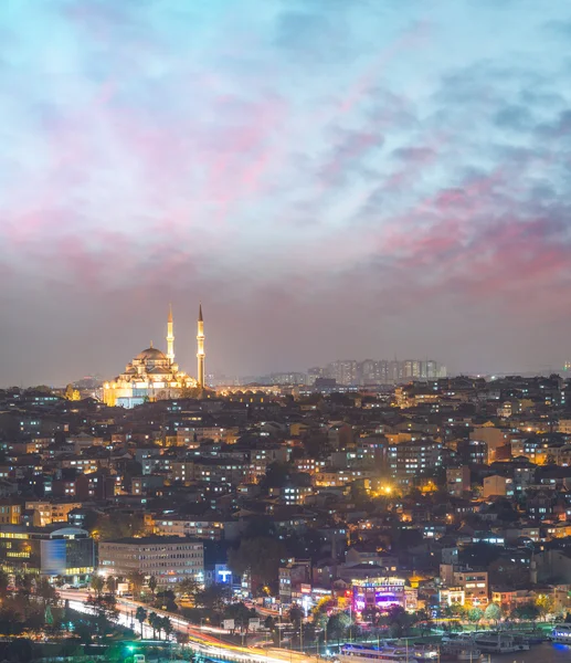 Istanbul aerial view at night, Turkey — Stock Photo, Image