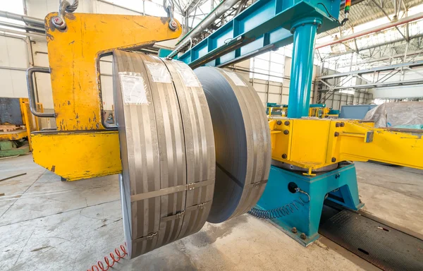 Top view of the stock rolls of sheet steel of company — Stock Photo, Image