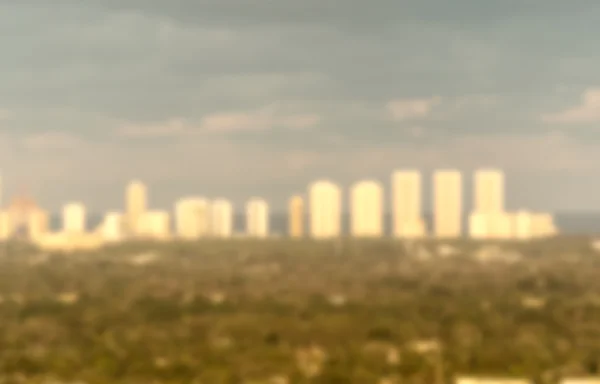 Miami blurred aerial skyline view