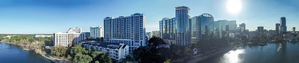 Panorama Flygfoto över Orlando, Florida i skymningen — Stockfoto