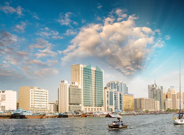 Boats on the Bay Creek in Dubai, UAE — Stock Photo, Image