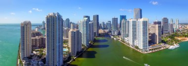 Downtown Miami binalar ve günbatımı manzarası