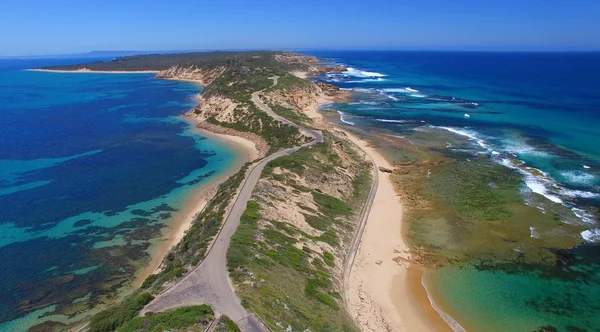 Fort Nepean wybrzeża w Mornington Peninsula, widok z lotu ptaka — Zdjęcie stockowe