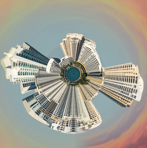 Planeta Miami - Planeta en miniatura del horizonte de Miami al atardecer — Foto de Stock