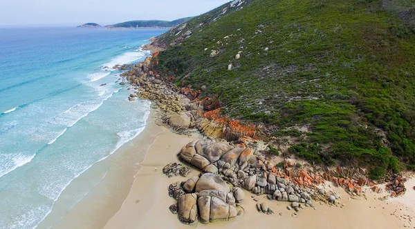 Wilsons hegyfok híres strandja, a levegőből, ausztrál Victoria — Stock Fotó