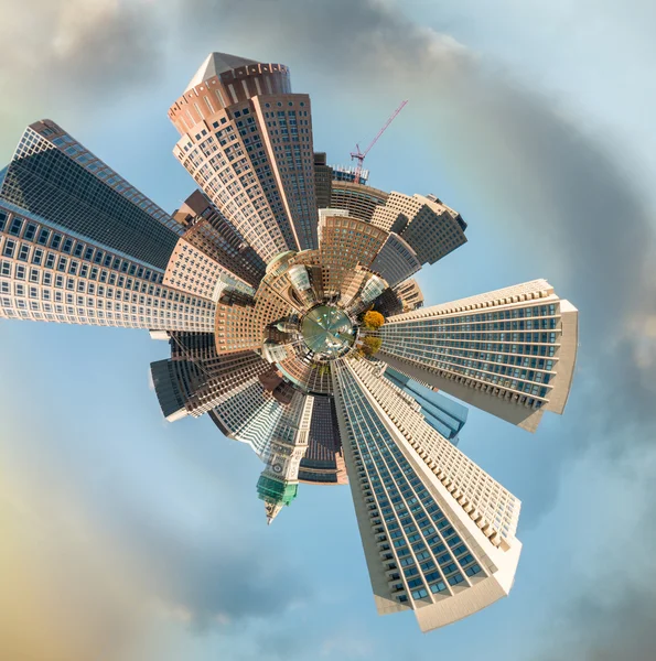 Planeta Manhattan - Planeta en miniatura del horizonte de Nueva York al atardecer — Foto de Stock