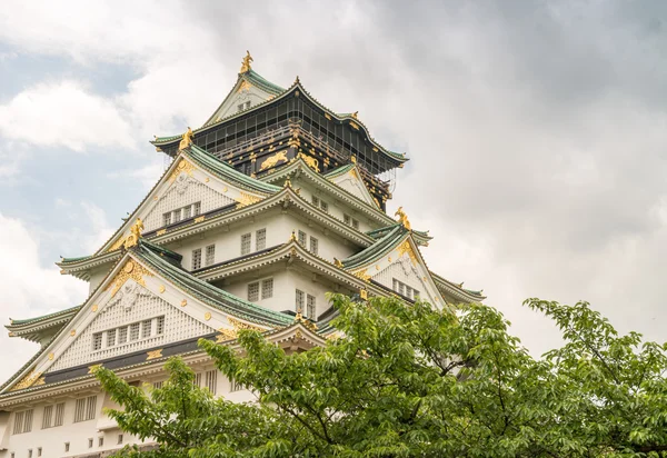Castello di Osaka in mezzo alla vegetazione, Giappone — Foto Stock