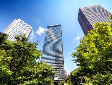Tokyo, Japonya. Shinjuku, havaya doğru görünümü modern manzarası