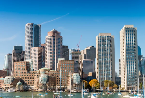 Boston skyline from the sea — Stock Photo, Image