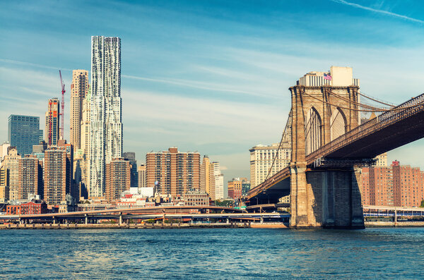 Magnificence of Brooklyn Bridge. New York City - USA.