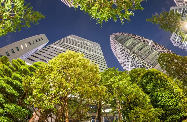 Rascacielos Shinjuku de la calle rodeados de árboles - Tokio — Foto de Stock