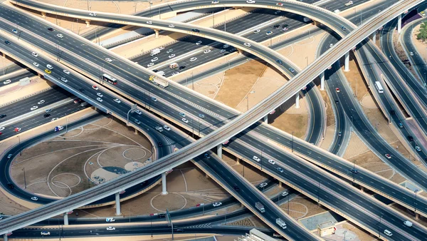 Major roads intersection, aerial view — Stock Photo, Image