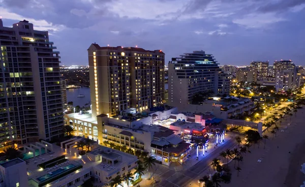 Fort Lauderdale på twilight, Flygfoto — Stockfoto