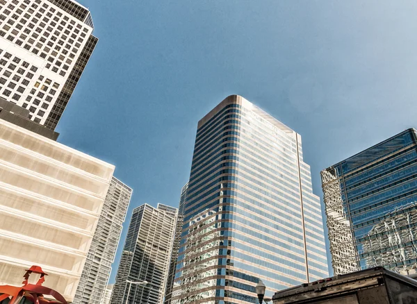 Nowoczesne skyline Downtown Miami, widok z ulicy — Zdjęcie stockowe