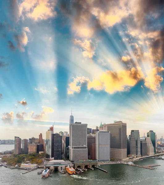 Letecký pohled na panorama Manhattanu — Stock fotografie