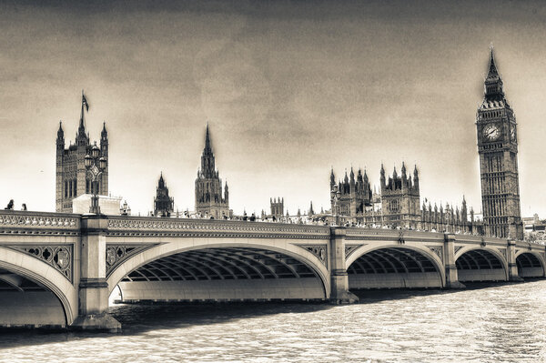 Panoramic view of Westminster Palace, Houses of Parliament - London, UK.
