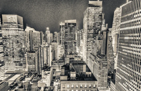 Arranha-céus de Manhattan à noite como visto do telhado de Nova Iorque — Fotografia de Stock