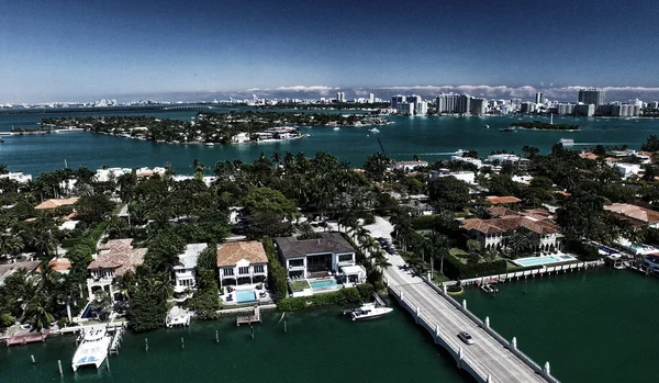 Panorama-Luftaufnahme der Palmeninsel, Miami - Florida — Stockfoto