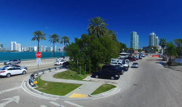 Vista aérea de MacArthur Causeway em Miami — Fotografia de Stock