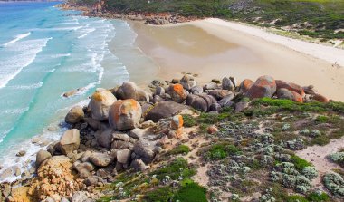 Kırmızı kayalar cızırtılı Beach, Victoria - Avustralya
