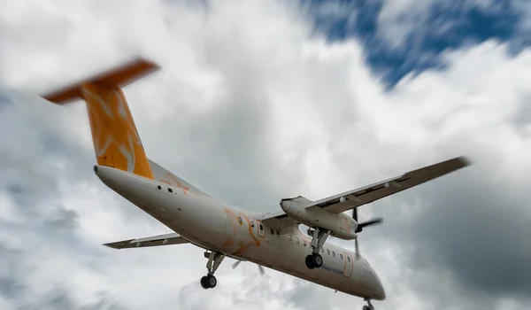 Landungsflugzeug in Strandnähe, Geschäfts- und Reisekonzept — Stockfoto