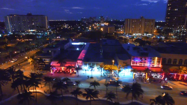 Fort Lauderdale nattetid, Florida. Flygfoto — Stockfoto