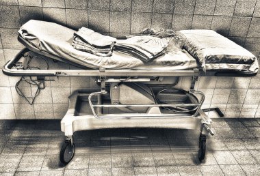 Hastane yatağında. Sedyeler, sağlık kavramı