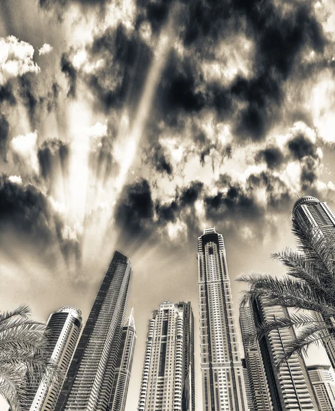 Skyline des Jachthafens Dubai bei Sonnenuntergang, VAE — Stockfoto