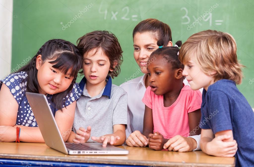 Children learning computer science Stock Photo by ©jovannig 120458110