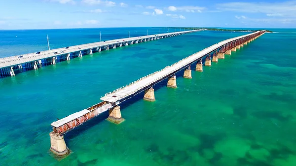 Letecký pohled na Bahia Honda State Park mosty, Florida - Usa — Stock fotografie