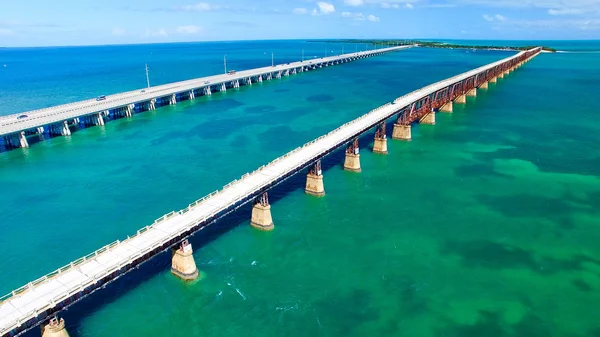 Letecký pohled na Bahia Honda State Park mosty, Florida - Usa — Stock fotografie
