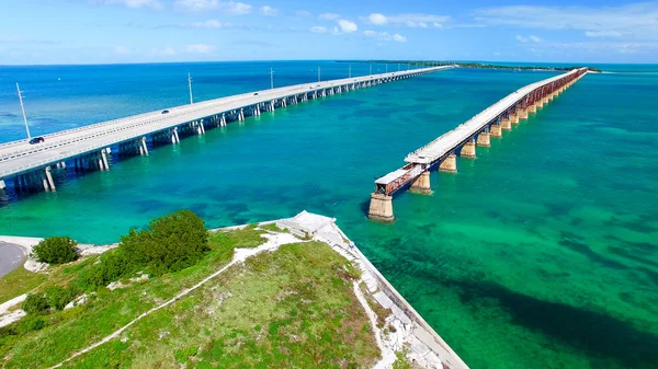 Letecký pohled na Bahia Honda State Park mosty, Florida - Usa — Stock fotografie