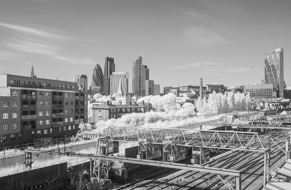 Infrared view of London City and railway tracks