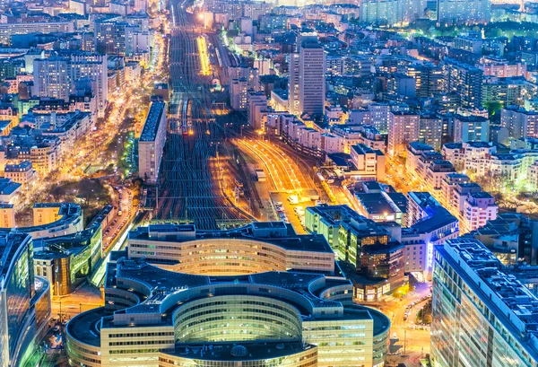 パリ駅の空中夜景 — ストック写真