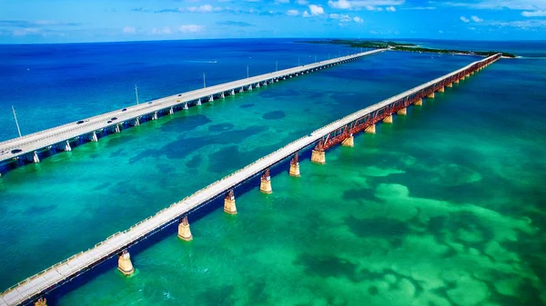 Letecký pohled na Bahia Honda State Park mosty, Florida - Usa — Stock fotografie