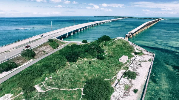 Letecký pohled na Bahia Honda State Park mosty, Florida - Usa — Stock fotografie