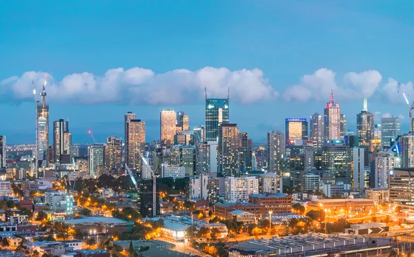 Melbourne skyline noite, Victoria - Austrália — Fotografia de Stock